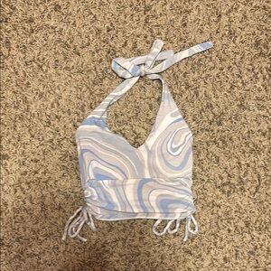 Blue and White Swirl Halter Top